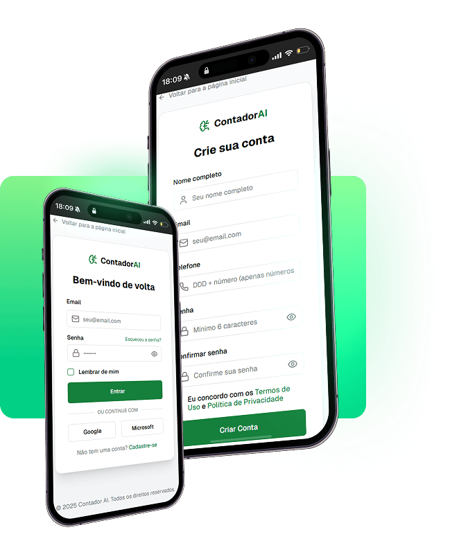 App Contador AI no celular